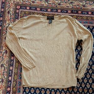 August Silk Beige Crew Neck Sweater 100% Silk